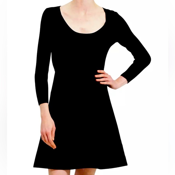 Theory Dresses & Skirts - NWT Theory Black Scoop Flare Heavy Knit Compact Crepe Dress P $495